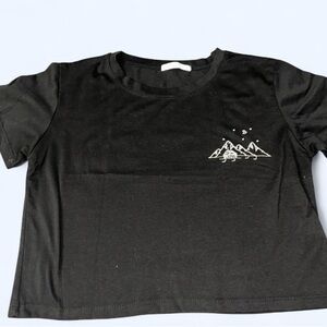 ROMWE Black Croptop Casual T-Shirt